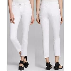 Eileen Fisher Jeans Womens 8 White Organic Cotton Stretch Denim Skinny Ankle